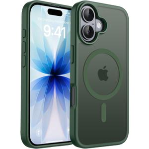 CACOE Magnetic Case for iPhone 17 6.3 inch-Compatible with MagSafe & Magnetic Car Phone Mount,Anti-Fingerprint TPU Thin Phone Cases Cover Protective Shockproof (Dark Green)