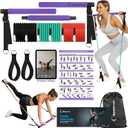 Portable Pilates Bar Kit with Resistance Bands for Men and Women - 3 Set Exercise Resistance Bands - Multifunctional Home Gym - Supports Full-Body Workouts  with Fitness Poster and Video