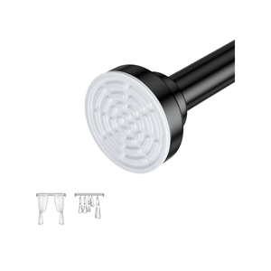 telescopic rod for bathroom shower curtain and blackout curtain - drill-free extendable hanging rod for bedroom or kitchen wardrobe (Black, 18″-51″)