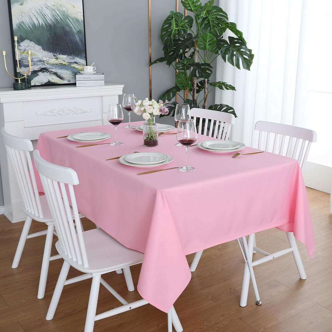 FOLINS&HOME Pink Square Table Cloth in Heavy Duty and Water Resistant Polyester-Wrinkle Free Spillproof and Washable Tablecloths 60 x 60 inch-Table Cover for Indoor and Outdoor-Oblong/Rectangle