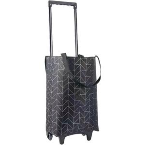 Folding Trolley Bag with Wheels Large Capacity ‎18.9x11.02x7.09in Reusable Grocery Cart for Shopping Camping Hand Pulled Design