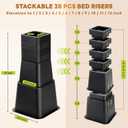 BTSD-home Bed Risers Adjustable 12 Inch Heavy Duty - Elevation in Heights 1,2,3,4,5,6,7,8,9,10,11,12 Inch for Couch, Sofa, Table, Chair, Bed Frame Legs, Dorm Furniture Risers, Set of 4, Black