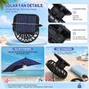 Beach Chair Umbrella with Adjustable Clamp & Solar Fan, UPF 50+, 39 x 38 inches, Blue