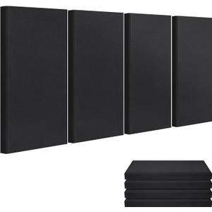 23.62" X 11.81" X 2" Fiberglass Wall Panel, 4 Pack Acoustic Panels, Acoustic Panels Sound Absorbing for Office, Studio, Home Theatre - Black