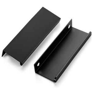Home Expert 6 Pack Finger Pulls for Cabinets 76mm/3in Hole Center Black Cabinet Handles Edge Pulls for Cabinets Finger Cabinet Handles Concealed Tab Handles for Kitchen Drawer (102mm/4" Overall Length)