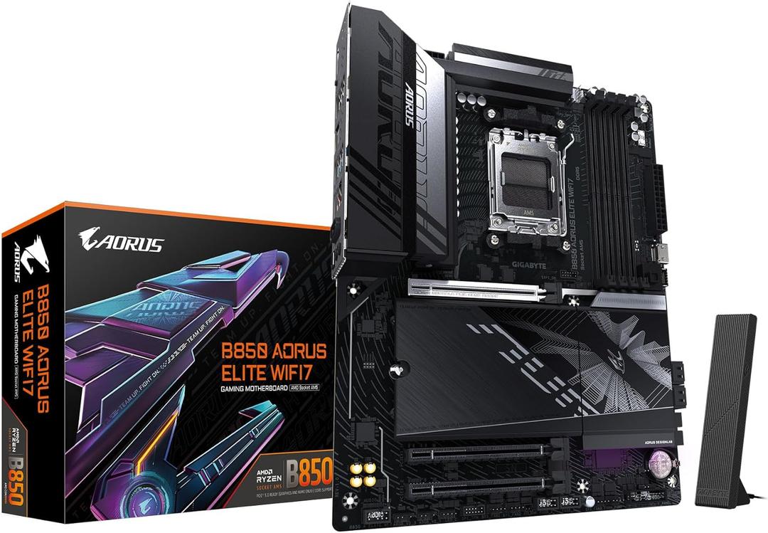 GIGABYTE B850 AORUS Elite WIFI7 AMD AM5 ATX Motherboard, Support AMD Ryzen 9000/8000/7000 Series, DDR5, 14+2+2 Power Phase, 3X M.2, PCIe 5.0, USB-C, WIFI7, 2.5GbE LAN, EZ-Latch