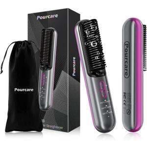 Heated Straightening Comb with Negative Ion 3 Temp Settings Fast & Gentle Hair Styling for All Hair Types Portable Rechargeable