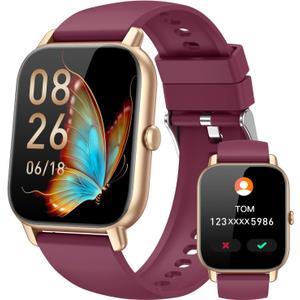 Smart Watches for Men Women(Answer/Make Call), Fitness Tracker Watch with Activity Counter/Sleep Monitor/ 110+ Sports Modes,Smart Watch for Android iPhone iOS Compatible (Wine Red, 1.83)