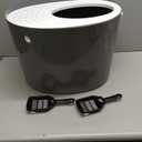 IRIS USA Cat Litter Box, Large Top Entry with Litter Catching Lid and Scoop, Dog Proof, Cat Box Enclosure, Dark Gray/White