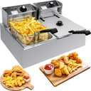Commercial Deep Fryer with Basket - Large Capacity Stainless Steel Electric Oil Fryer for Restaurant or Home Use,3400W 12.7QT