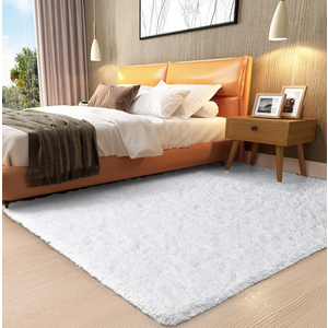 Ophanie White Rugs for Bedroom Fluffy, Girls Kids Baby Shaggy Shag Fuzzy Soft Carpet, 3x5 Small Plush Bedside Area Rug, Indoor Floor Room Carpet for Teen Dorm Home Decor Aesthetic, Nursery