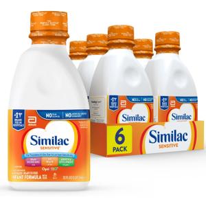 Similac Sensitive Infant Formula, for Fussiness & Gas Due to Lactose Sensitivity, Ready-to-Feed Baby Formula, 32-fl-oz Bottle, Pack of 6, BBD 09/1/2026 Similac Sensitive Infant Formula, for Fussiness & Gas Due to Lactose Sensitivity, Ready-to-Feed Baby Formula, 32-fl-oz Bottle, Pack of 6, BBD 09/1/2026