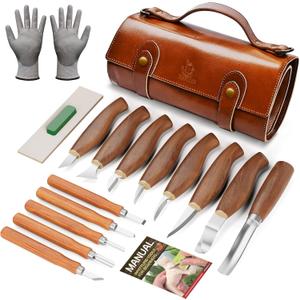 IMYMEE Deluxe Wood Carving KitWood Carving Tools Set with Large Storage CaseWood Carving Knife Set-Whittling Kit with 8 Pcs Whittling Knives& 5 Detail Knives for Beginners and Hobbyists