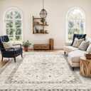 HILORUUG Washable Area Rug 8x10 - Bedroom Living Room Large Indoor Rugs Soft Oriental Vintage Rugs Non-Slip Backing Stain Resistant for Farmhouse Kitchen (8x10 Ivory/Multi)