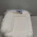 Orthopedic Cat Couch Bed for Indoor Cats, Cute Pet Sofa with Supportive Egg Foam, Fluffy Faux Fur Removable Washable Cover and Non-Slip Bottom, Ivory White