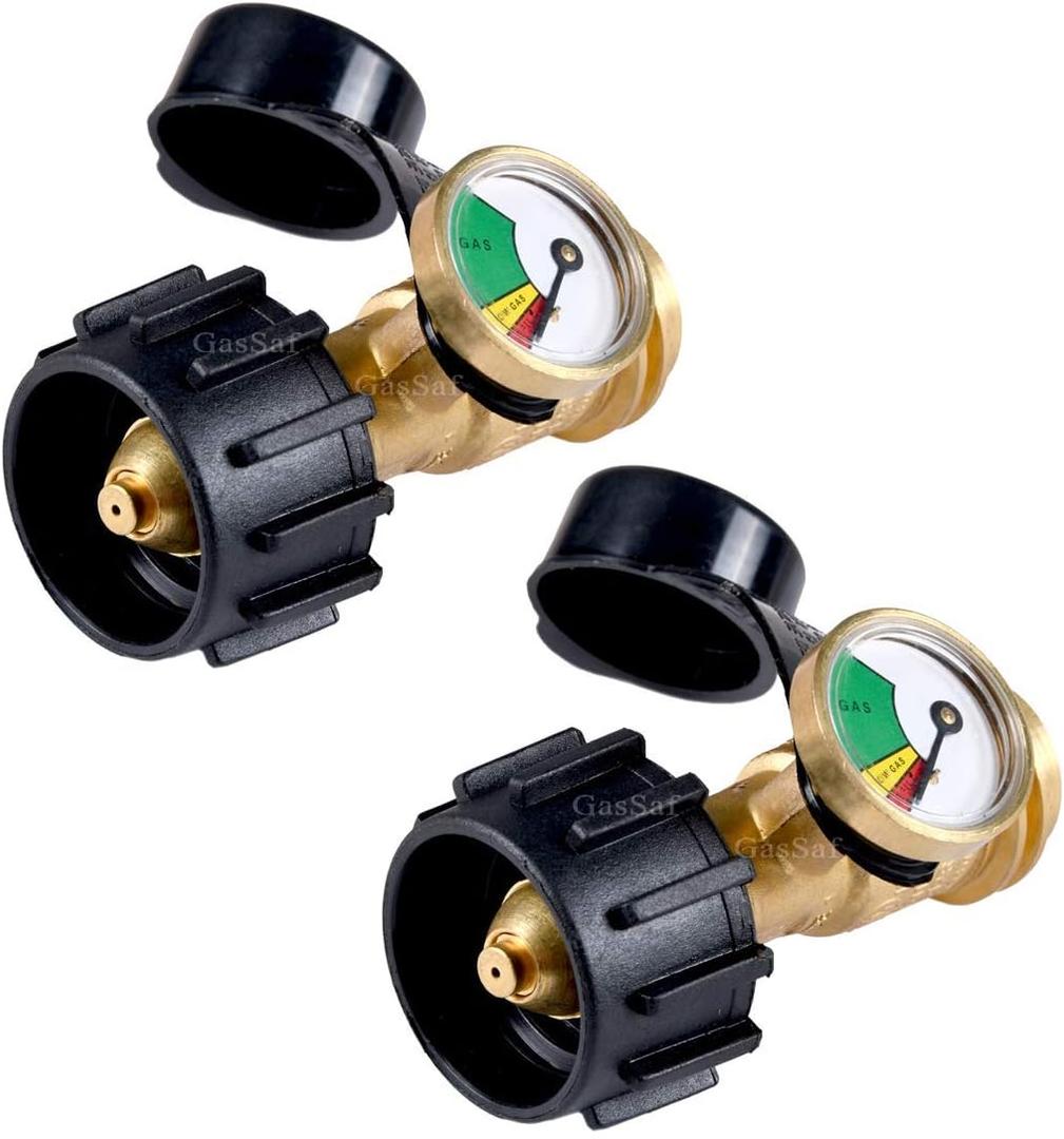GasSaf Propane Tank Gauge Propane Level Indicator 5lb-40lb Propane Tanks Gas Pressure Meter for RV Camper, BBQ Gas Grill, Fire Pit and More (2 Pack)