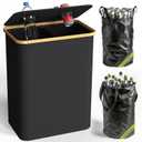 Recycling Bin Kitchen Indoor Home 40 Gallon 156L Recycle Bin with Lid 2 Removeable Reusable Inner Bag Bottle Can Glass Waste Plastice,Big Black