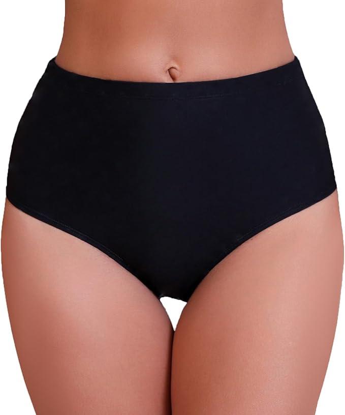 Seagoo Womens High Waisted Bikini Bottoms Tummy Control Full Coverage Bathing Suit Swim Bottom, Large