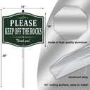 Please Keep Off The Rocks Aluminum Yard Sign 12" x 10" With 28" Long Metal Stake With Stand Outdoor Use Business