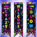 Chiisong 3 Pcs Neon Banner Party Decorations Let's Glow Banner Glow in the Dark Porch Sign Welcome Birthday Porch Sign for Neon Birthday Party Supplies Club Halloween Classroom Decorations
