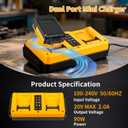 Charger Station Dual Port for Dewalt 20V Max Battery, Tools Chargers Replacement for Dewalt 14.4V/20V Batteries DCB206 DCB204 DCB208 DCB200 DCB201 DCB140 DCB141