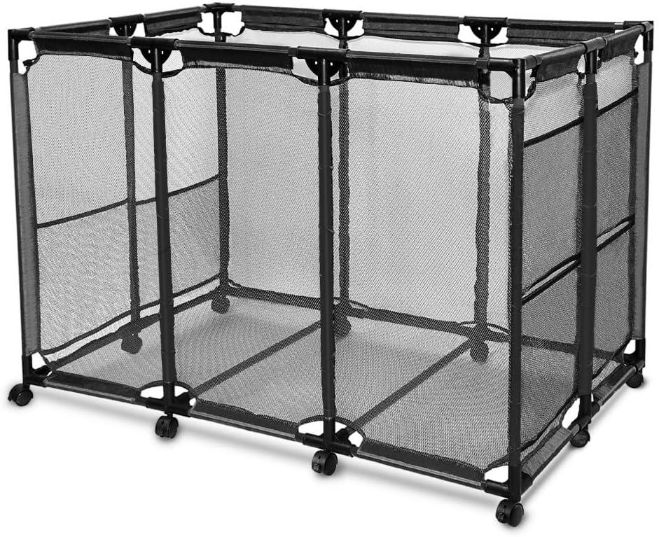 JEFEE Pool Storage Bins Rolling Pool Safety Storage Cart Standard Noodles Holder Organizer Container with Nylon Mesh, for Pool Floats Storage, Pool Toys Storage,Large Capacity Storage Bins 50.2"