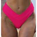 Women's V Cut High Waisted Bikini Bottom Multicolour Ribbed Cheeky Swimsuit Bathing Suit Bottoms L