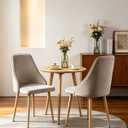 High Back Mid-Century Dining Chairs Set of 2, Modern Kitchen Table Chairs with Sturdy Metal Legs & Wider Padded Seat, Grey Velvet Upholstered Mordern Accent Chairs for Dining Room/Kitchen/Living Room, Oversized
