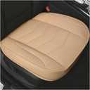 Car Front Bottom Seat Cover, Leather Breathable Driver Bottom Seat Protector with Storage Pocket, Anti-Slip Full Wrapped Automotive Chair Cushion Mat, Universal for Truck Van RV (Beige)