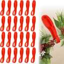24 PCS Christmas Garland Hangers for Mantle, Fireplace Stocking and Garland Hanger, Stretchable and Reusable Silicone Adhesive Tape, Suitable for Christmas Door Frame, Staircase Decoration (24) Red