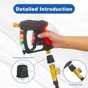 DUSICHIN Power Washer Gun Short Wand With Color-coded Tip Holder on Handle, 5 Tips Car Wash Spray Gun M22-14mm Inlet, High Pressure On Pressure Washers, Garden Hose Adapter for Low Pressure Use