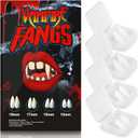 Halloween Vampire Teeth for Women/Men/Kids Fake Fangs, 4 Pairs Reusable Adhesive Party Masquerade Werewolf Devil Cosplay Makeup Kit Accessories Prop Gift 13mm+15mm+17mm+19mm-VT