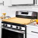 Noodle Board Stove Cover, X-Chef 30 x 22" Bamboo Cutting Board Stove Top Cover with Handles, for Electric Stovetop, Gas Burners, Sink Cover, RV (Wooden), 29.9"L x 22.8"W