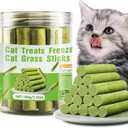 Cat Natural Grass Teething Sticks 100g, Kitten Chew Stick for Hairball Removal, Dental Care, Increase Appetite, Catnip Toys Cat Nip Treat Toys Edible Kitty Toys for Indoor Kittens (Medium, catnip)