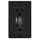 20A USB Outlet with LED Night Light, Electrical Wall Outlet with Type A and Type C USB Charging Ports,Tamper-Resistant Wall Outlets, Wall Plate for Phone Tablet and Cameras Black (1, Black)