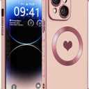 Magnetic Case for iPhone 14 Case for Women Girls Female [Compatible with Magnetic] Soft Luxury Love for iPhone 14 Phone Case [ Four Raised Bumper Shockproof] 14 Cove Pink