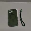 3 in 1 Magnetic for iPhone 16 Pro Max Case, Cute Wavy [Full Camera Protection] [Fit for MagSafe] 1X Screen Protector+1X Wrist Strap, Anti-Slip Women Girly Case for iPhone 16 Pro Max 6.9", Deep Green