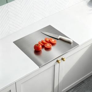 Square 304 Stainless Steel Cutting Board for Kitchen, Metal Kneading Cutting Board Mats, Chopping Board for Pizza Dough, Baking, Meat, Fruits and Vegetables Non Toxic (19.6"×19.6"(50×50cm))