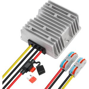DC 36V/48V to 24V 10A 240W Converter Voltage Regulator Buck Reducer Power Converter with Fuse & Connectors, Waterproof Module Transformer for Golf Cart Club Car