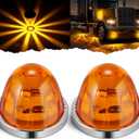 2PCS Watermelon Lights, Strobe & Constant Dual Function Amber LED Watermelon Lights, IP65 Waterproof Stop Turn Marker Tail Lights, for 12-24V Semi Trailers, Trucks, Pickups, Supports Light Mode Sync