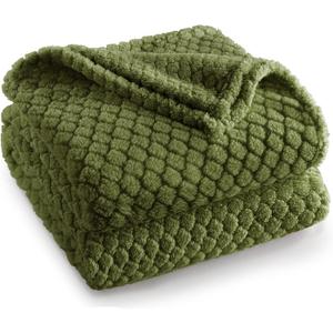 Exclusivo Mezcla Fleece Throw Blanket for Couch and Bed,Extra Soft Warm Decorative Fuzzy Throws for Women,Lightweight Cozy Blankets Size 50x60 Inches, Olive Green