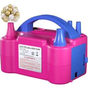 Electric Balloon Pump for Party Decorations  Portable Inflator, Auto Shutoff, Balloon Air Pump Dual Nozzle Rose Red 110V 600W