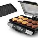 Ninja Sizzle Pro XL 20-Inch Indoor Griddle + Grill, Detachable Ventilated Lid, Grease Control, Ceramic Nonstick Plates, Even Edge Cooking, Extra Large Capacity, Versatile, Silver, GX101