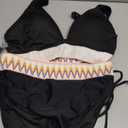 Blooming Jelly Women High Waisted Bikini Sets Tummy Control Swimsuits Color Block Two Piece Drawstring Bathing Suit (Medium, Black- New)