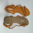 Greatonu Womens Flat Sandals Slip On Summer Gladiator Open Toe Braided Slingback Shoes (6.5, Camel)