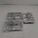 2Pack Stainless Steel Divided Plates Tray with Lids - 4 Section,Picnic Plates Non Toxic Serving Platter, Dinner Snack, Camping Dishes Picky Eaters and Portion Control (Silver)