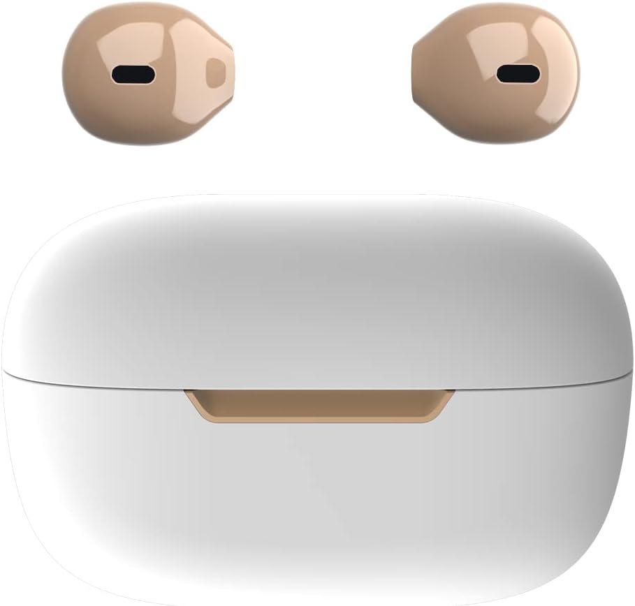 Invisible Earbuds Bluetooth Mini Size, Wireless Earpiece, Blue Semi-in-Ear Ear Buds for Small Ear Canals with Clear Sound, Comfortable Fit for Work, Home, Outworks (Nude)