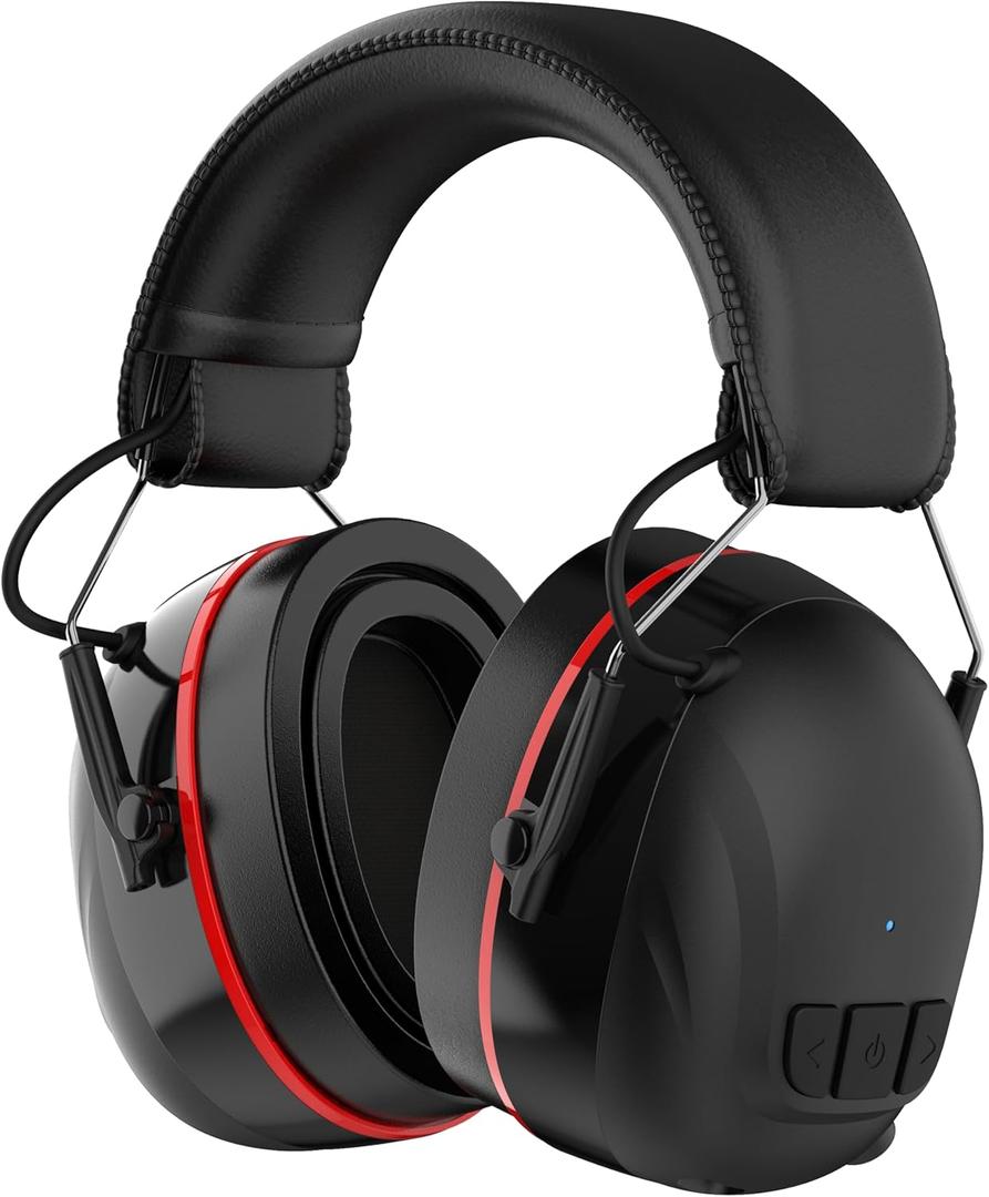 Gel Cushions Ear Muffs, Bluetooth 5.4 Hearing Protection Headphones with 1200mAh Battery, 120H Working Time, 30dB SNR, Larger Buttons for Easy Operation, Superior Stereo Sound Quality (Black)