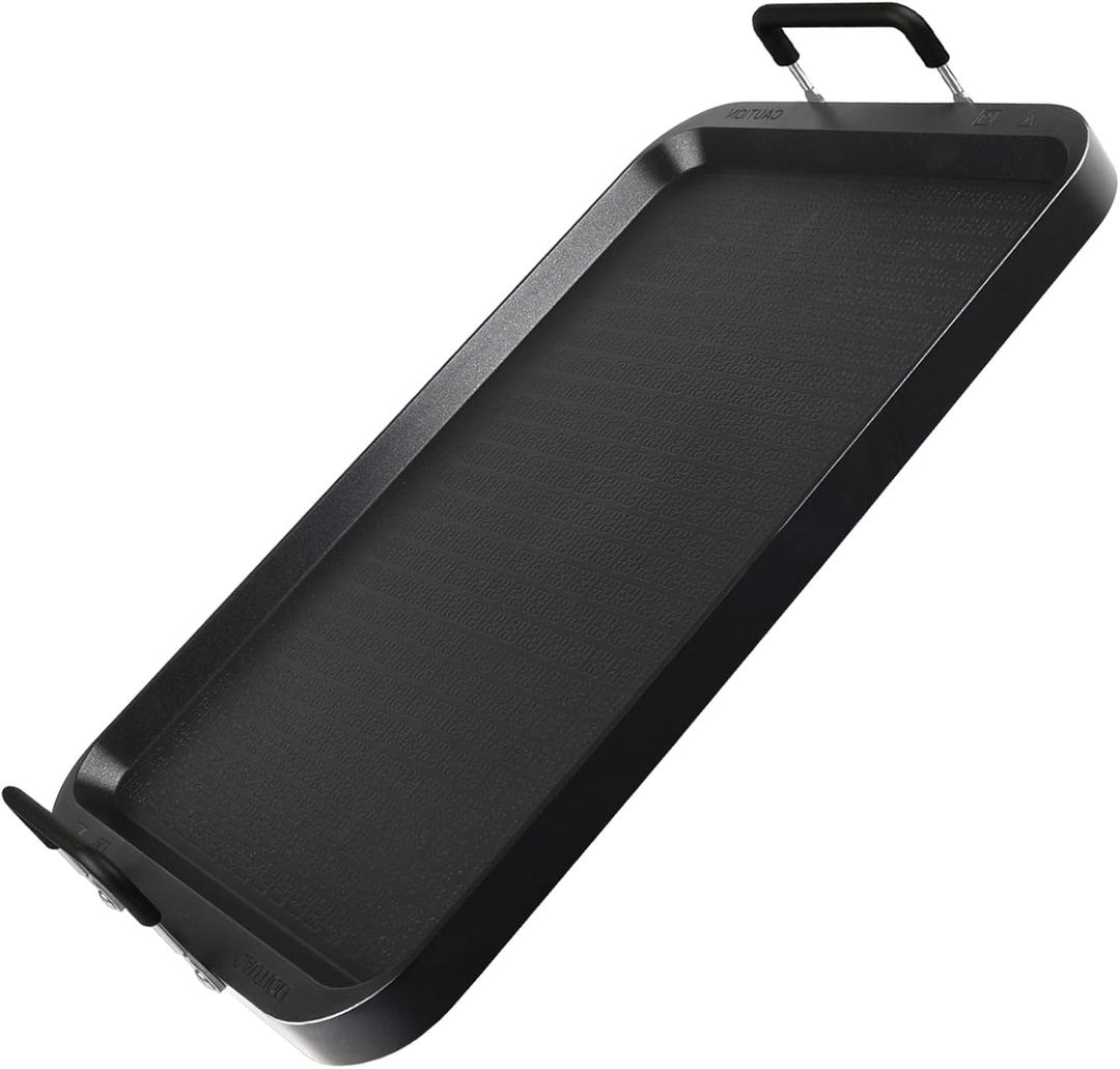 Non-Stick Aluminum Stove Top Flat Griddle, Warp-Resistant Double Burner Griddle Pan for Glass and Gas Stove, Great for Breakfast and Camping Indoor or Outdoor Size 17" x 10.5"