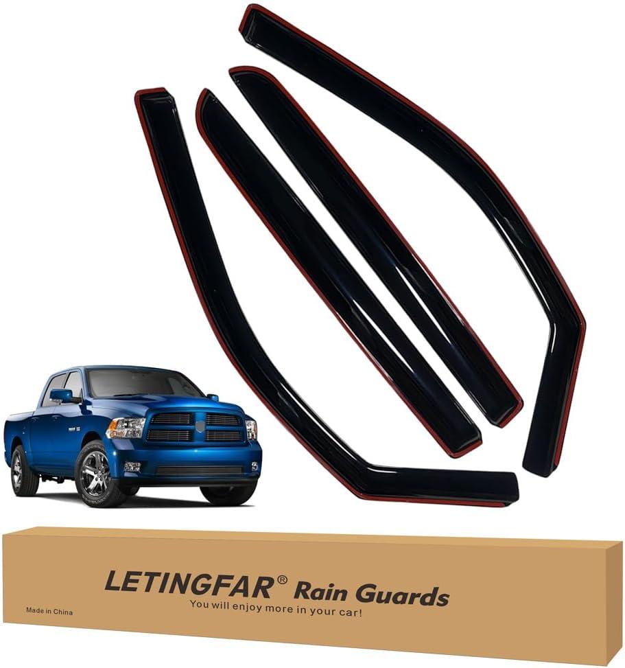 In-Channel Rain Guards for Dodge RAM 1500 2019-2024 Crew Cab, Side Window Deflectors, Window Visors, Car Accessories
